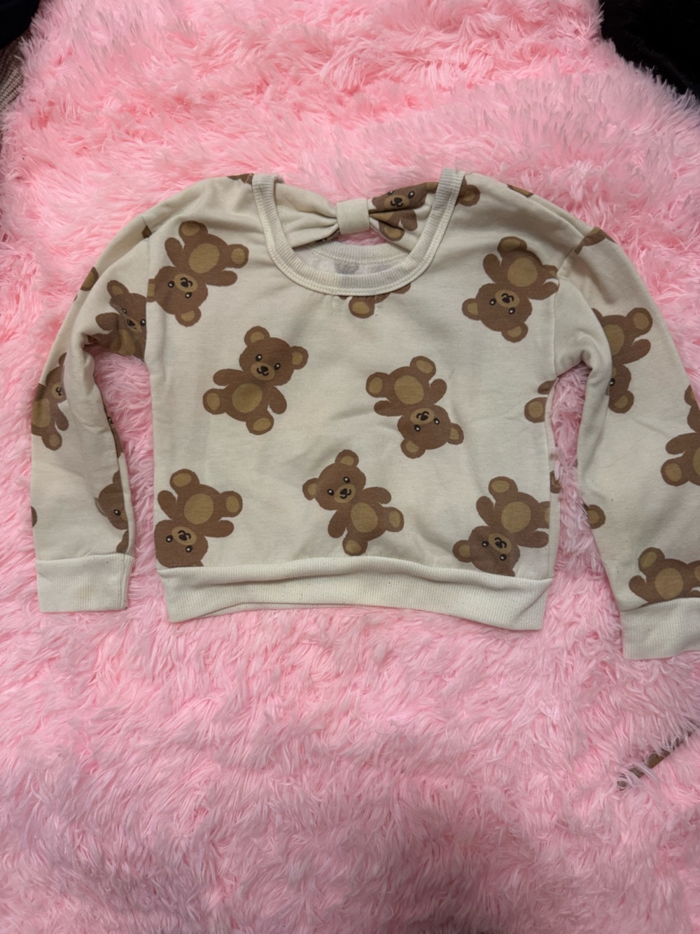 btween Cream Sweatshirt with Brown Bear Print
